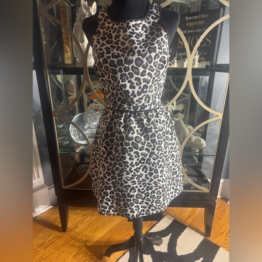 Bar III Black and White Leopard Print Mini Dress - Picture 1 of 8